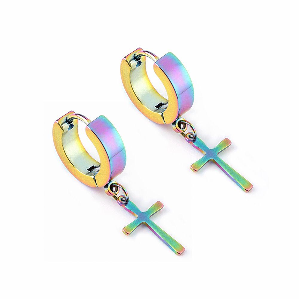 1Pc Punk Gothic Piercing Stainless Steel Cross Stars Dangle Earrings Ear Stud Pendant