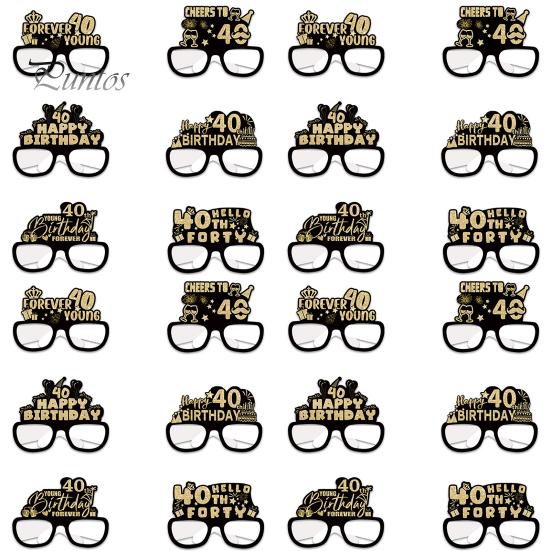 24 шт. бумажные очки, украшения для очков на день рождения, 18, 21, 30, 40, 50, 60, 70-летие, реквизит для фотосессии, очки унисекс