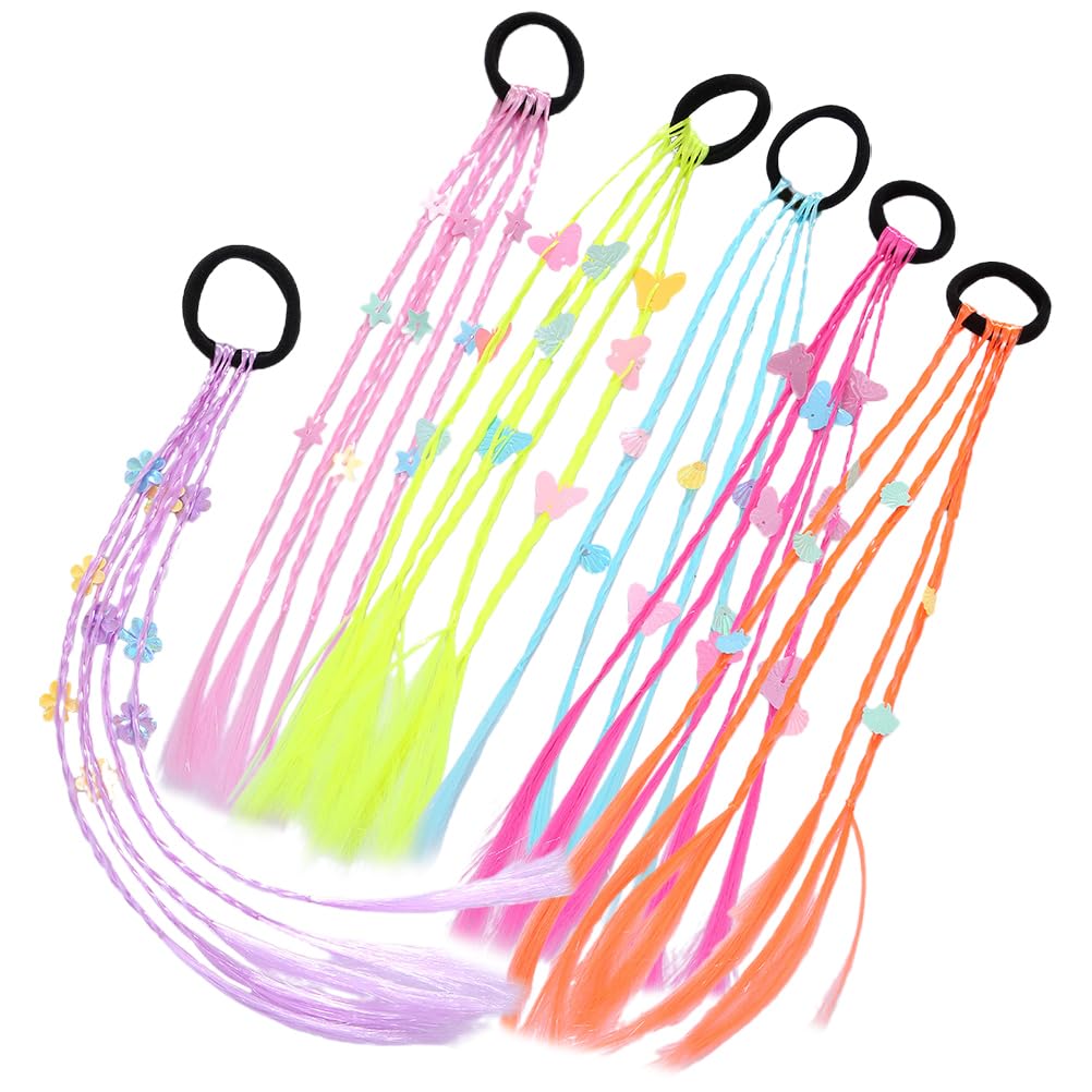 NOLITOY Colorful Hair Extensions for Adjustable Hairbands for and Made of and Easy to Use A Great 6-Piece Kids, Ponytails, Headbands, Braids, Wigs.