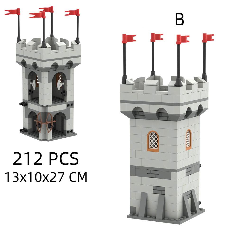 MOC Средневековые Строительные Блоки Фигурки Солдат Рыцари Подарки Городская Стена Замок Конюшня Испытательная Площадка Печь для Производства Стали