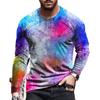 Мужские футболки с цветным 3D-принтом, весна-лето, имитация полиэстера, свободные повседневные топы с круглым вырезом и длинным рукавом, футболка большого размера
