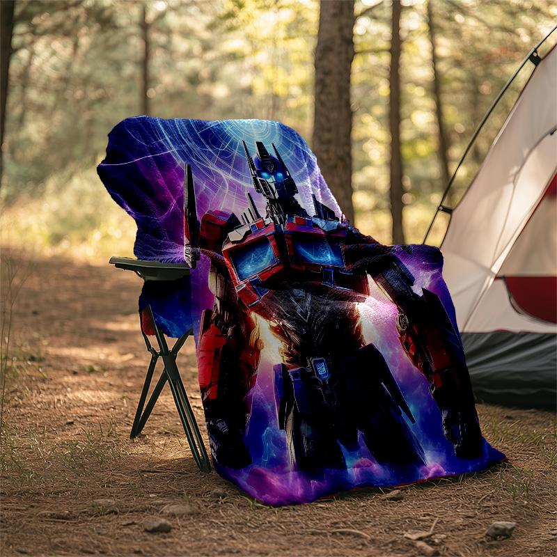 1pc Transformers2 Theme Blanket - Digital Print, Polyester, Cozy for All Seasons, Perfect for Outdoor, Camping, and Travel
