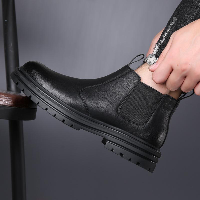 Модные мужские ботинки челси осень-зима, модные повседневные туфли в английском стиле с высоким верхом на платформе из кожи, мужские дизайнерские ботильоны для мужчин