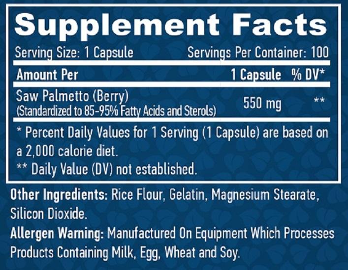 Haya Labs Со Пальметто 550 мг – 100 капсул
