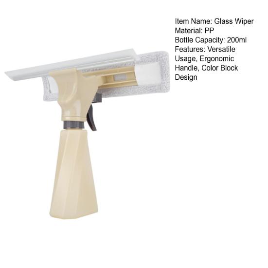 Glass Wiper Color Block Design 3-in-1 Spraying Cleaning Wiping Tool Ergonomic Handle Spray Window Cleaner
