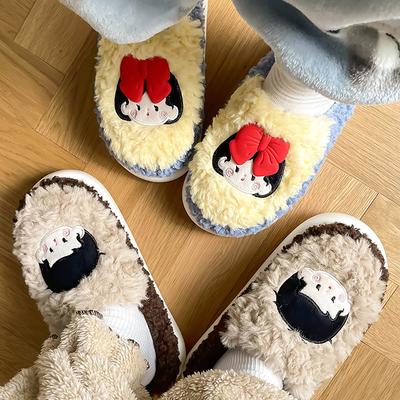 Зимние хлопковые тапочки женские домашние для пары мультяшные милые принцесса плюшевые теплые нескользящие мужские зимние для пары