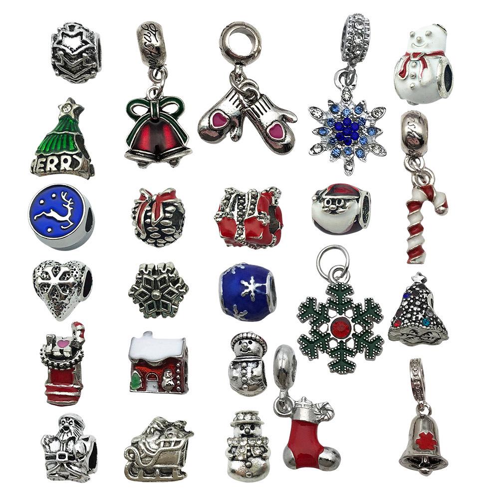 50-Piece Christmas Alloy Enamel Charms Set: Mixed Style DIY Pendants and Dangle Charms.