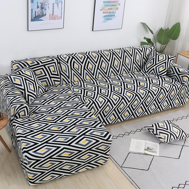 Геометрический принт Чехол на диван Чехол на диван Sofa Coverastic Чехлы для защиты от животных Шезлонг Защита L-образный Пылезащитный Машинная стирка 1 шт.