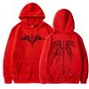 Cool Y2k wing front and back printed hoodie for men and women with long sleeves and plush, fashionable street style hoodie
