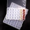 Small Jewelry Storage Box with 28 Grids, Perfect for DIY, Nail Art, Medicine & Accessories. Flat Bottom Diamond Plastic Design.