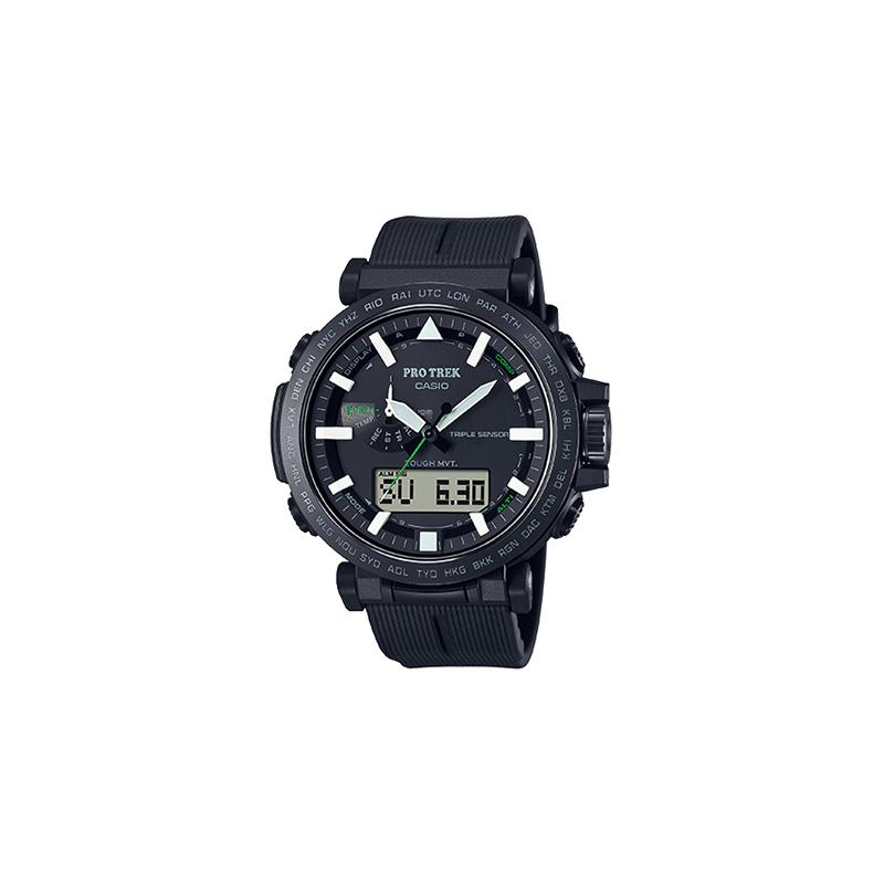 Casio Серия PRO TREK - Серия с дисковым двойным дисплеем - Наружные виды спорта - Шесть радиоволн - Большой циферблат - Многофункциональный - Ударопрочный и водонепроницаемый - Солнечный - PRW-6621Y-1PR