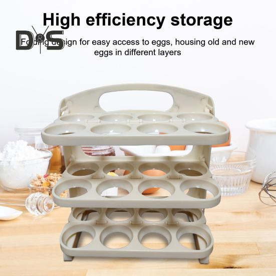 Egg Storage Container Large Capacity Food Grade BPA Free Foldable Design Portable Egg Holder Refrigerator Tray