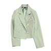 Spring Women Breasted Office Cropped Blazer Lapel Solid Color Long Sleeve Double Jacket Suit Coat