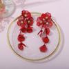 Легкие роскошные женские серьги, темпераментные серьги-гвоздики, корейские серьги с большими цветами и длинными кисточками для вечеринки