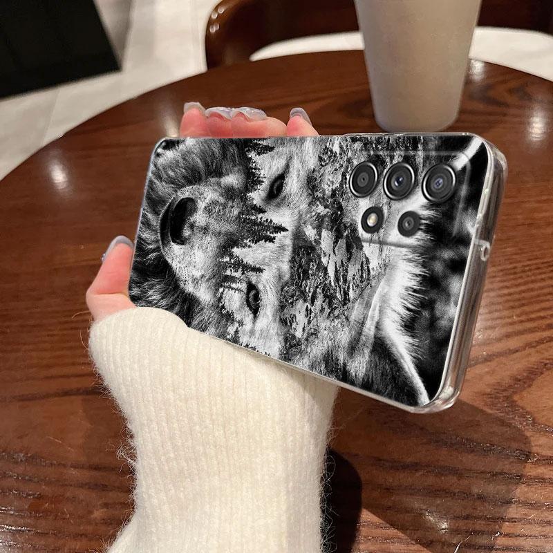 Wolf Lion Tiger Animal Clear Phone Case For Samsung Galaxy A56 A57 A37 5G A55 A54 A36 A35 A26 A25 A16 A17 A07 A52 A34 A21s Cover