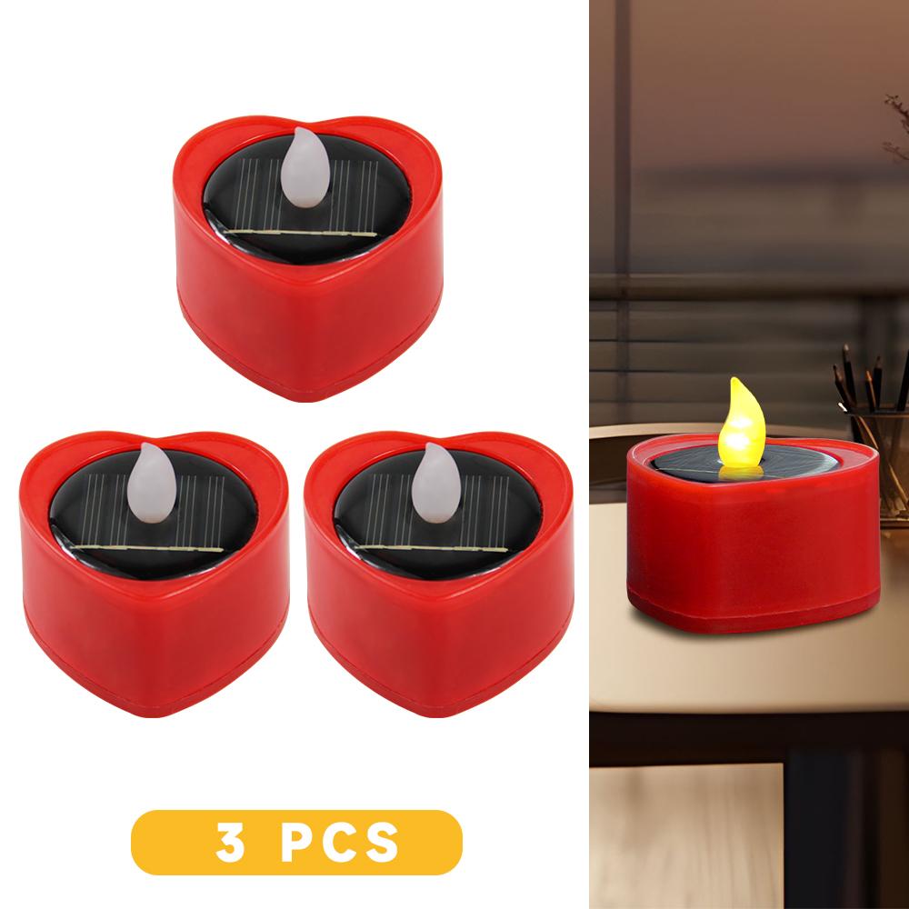 Solar Candle Light Flameless Solar Tea Light Festive Lamp Warm White Terrace Lamp Romantic Decorations for Valentine's Day