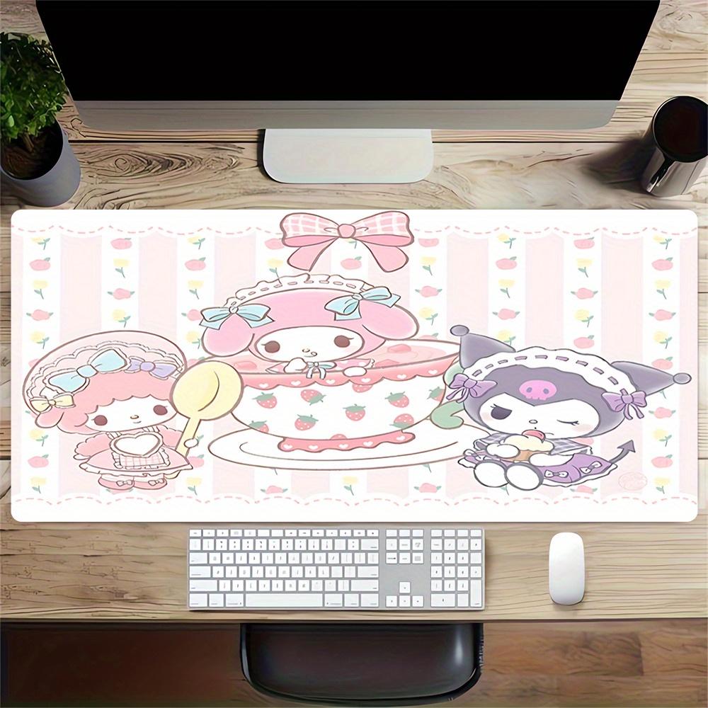 My Melody, Kuromi Themed XXL Mouse Pad - Non-slip Rubber Desk Mat for Gaming and Office Use, Multi-Function Keyboard and Mouse Pad, Ideal Gi