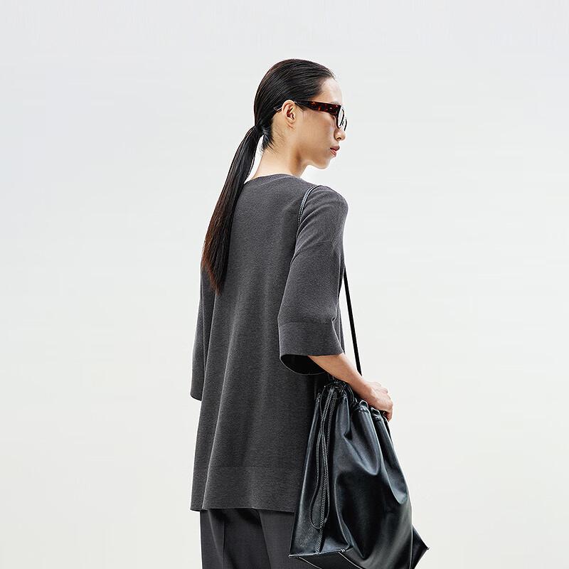 LESS Women's 2025 Summer Round Neck Short Sleeve Knit Top