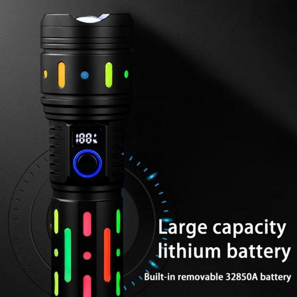 Rechargeable Led Flashlight Handheld Flashlight With 5 Modes Waterproof Flashlight Camping Electric Display High-power LED Flashlight