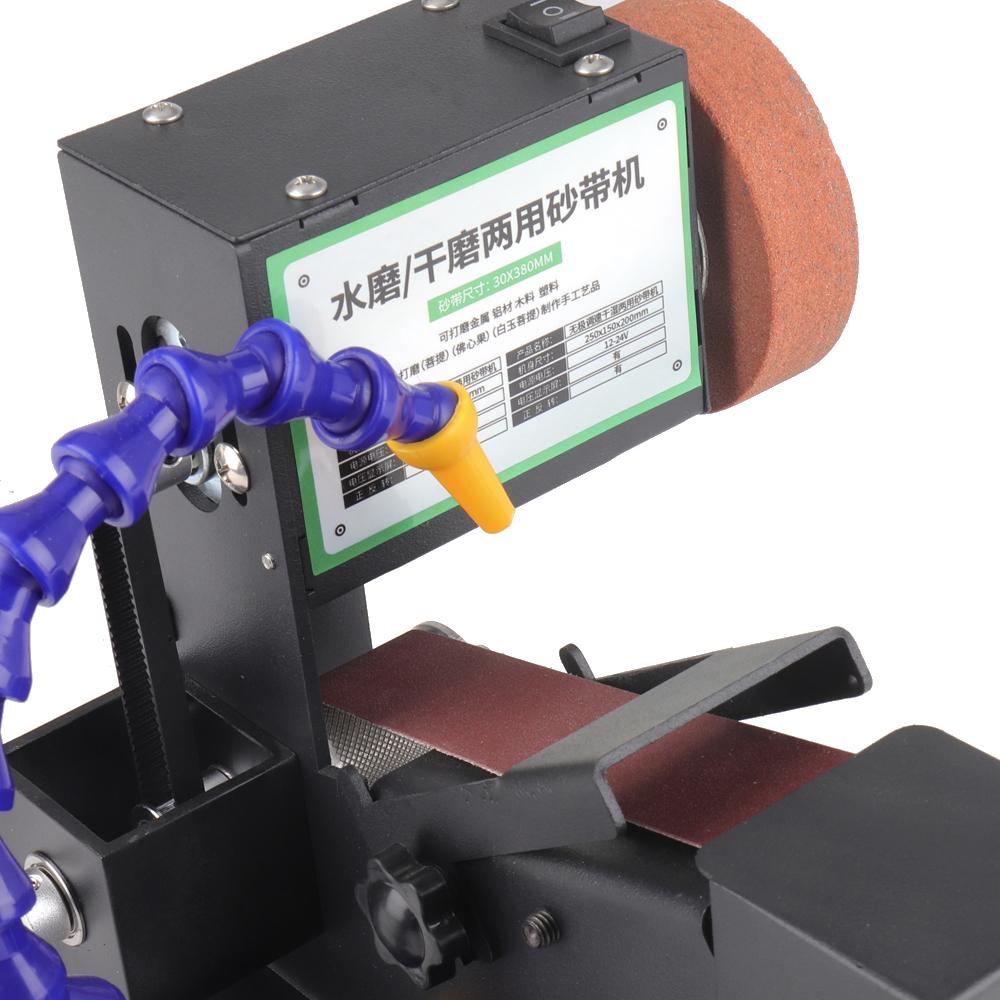 250 Вт мини-ленточный шлифовальный станок, электрический шлифовально-полировальный шлифовальный станок для сухой и влажной шлифовки, шлифовальный станок