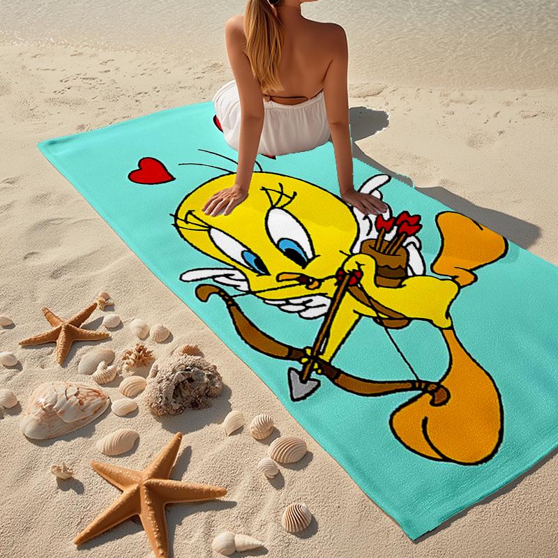 Ultra-Soft Beach Towel with Tweety Theme,Ideal for Pool - Camping, Diving - Perfect Travel Essential, Vibrant Beach Towel.