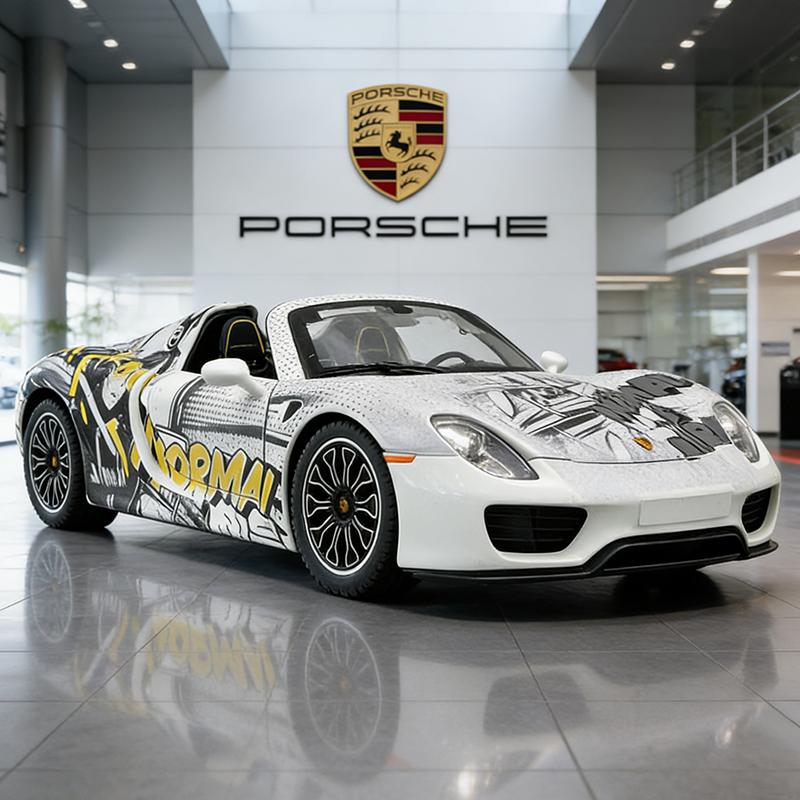 1/24 Porsche 918 Spyder Суперкар Металлическая модель автомобиля Со звуком и светом Инерционный Детская игрушка Коллекционные предметы Подарок на день рождения