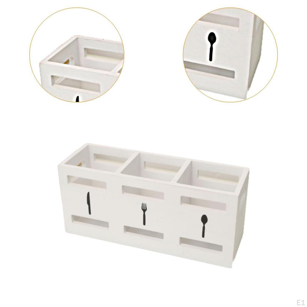 Kitchen Utensils Holder Fork Spoon Flatware Dispenser Versatile Minimalist Decor Wood Utensil