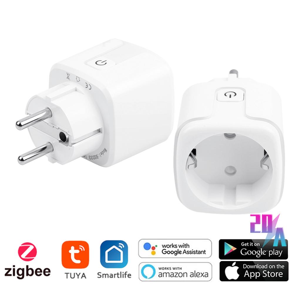 Zigbee EU Smart Plug Tuya Zigbee 3.0 Удаленная розетка с измерением мощности Голосовое управление Alexa Яндекс Алиса Google