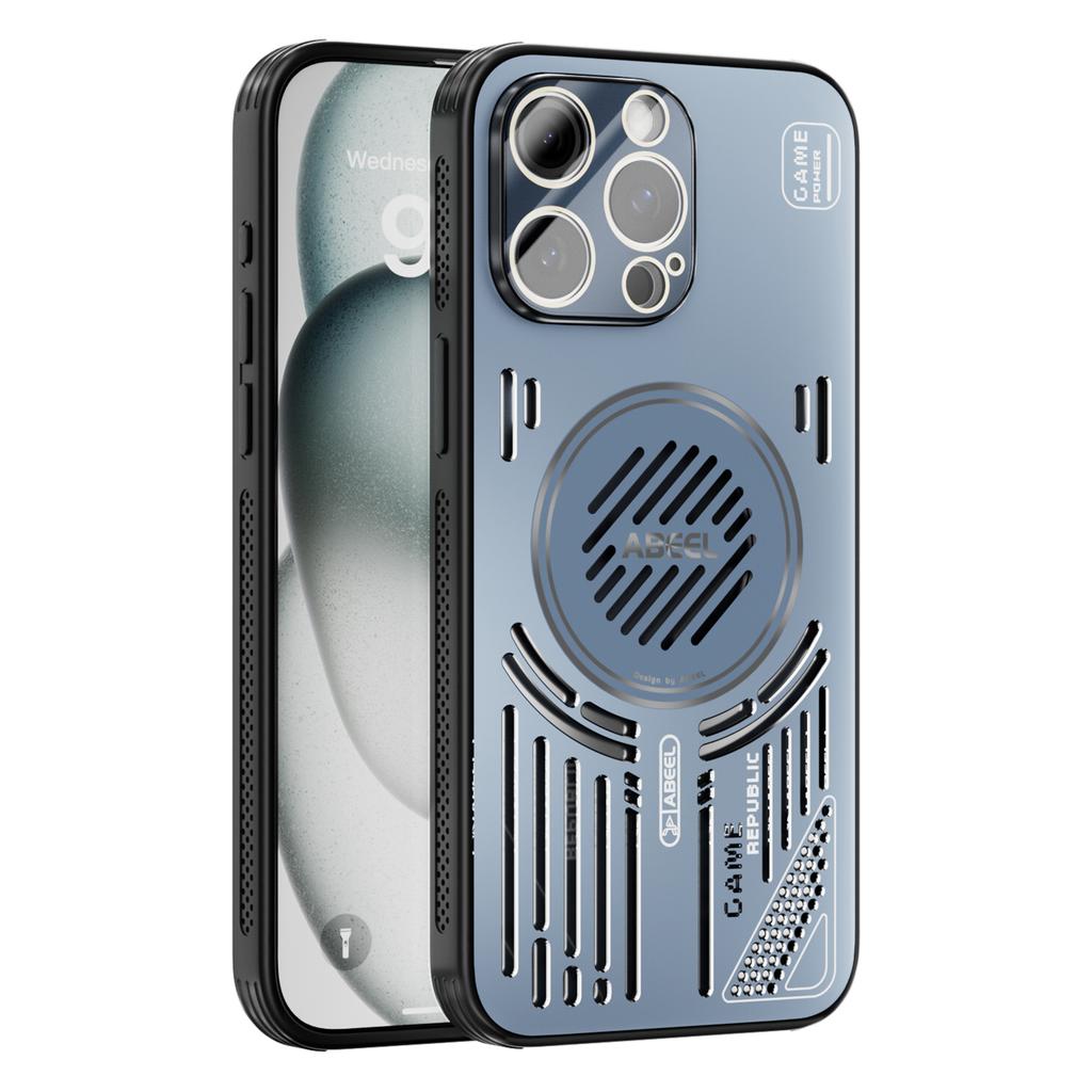 ABEEL For iPhone 13 Pro Max Magnetic Case Aluminium Alloy+PC+TPU Hollow Heat Dissipation Phone Cover