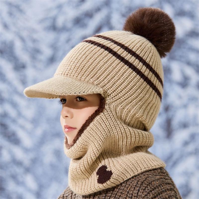 Children's hats autumn and winter winter versatile knitted hats boys winter scarf wool hat baby hat set