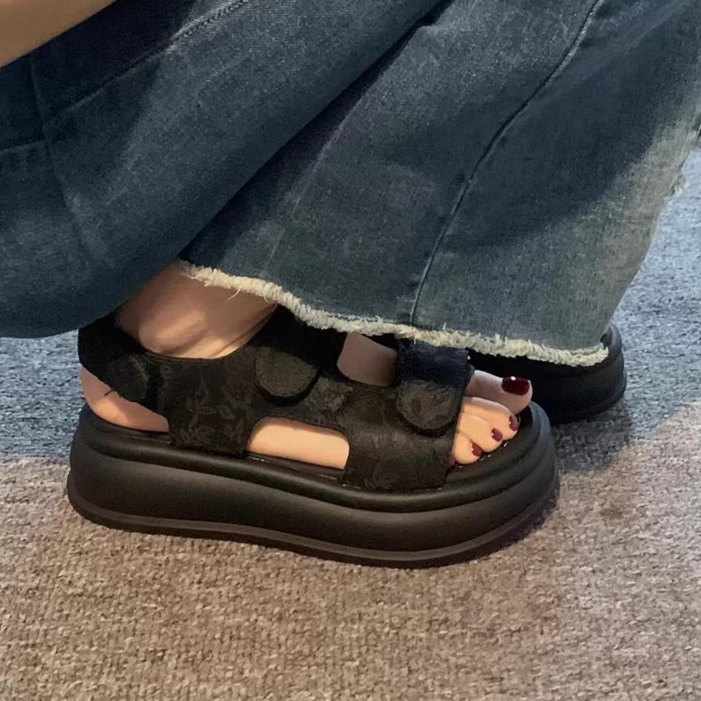 Sandals Women's Summer New Fashion Heightening Student Velcro Sandals Women's Comfortable and Versatile