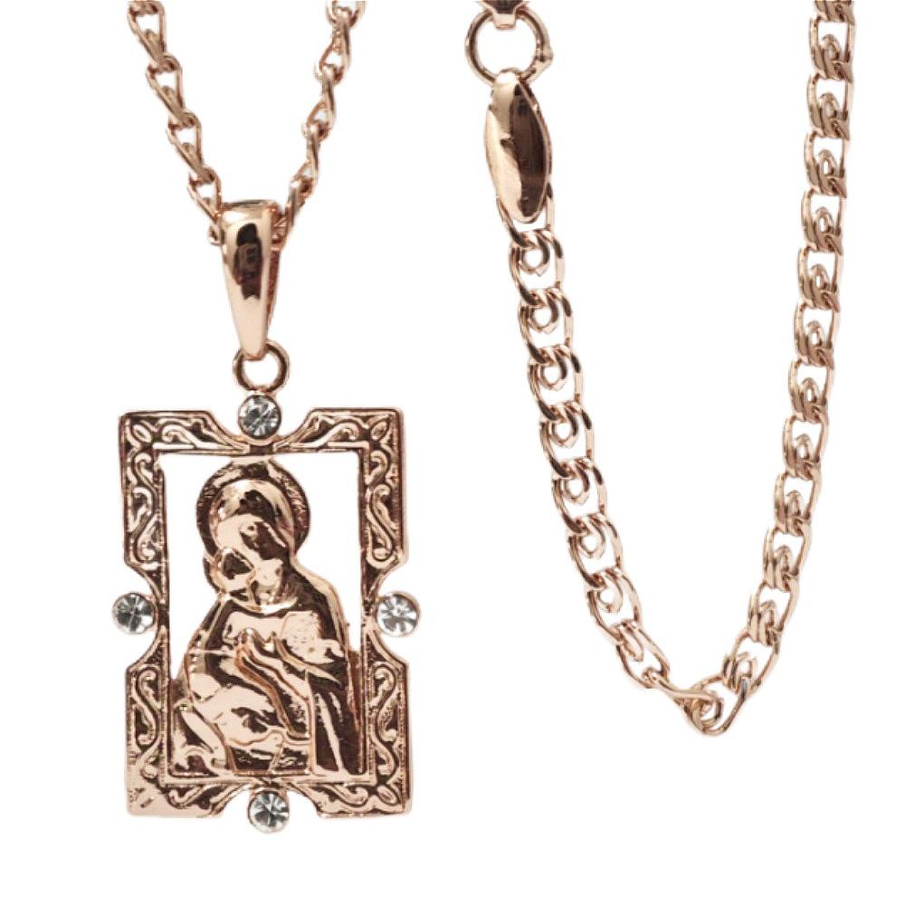 Square Virgin Inlaid Zircon Pendant Rose Gold Color Necklace Female Color-preserving Jewelry Gift