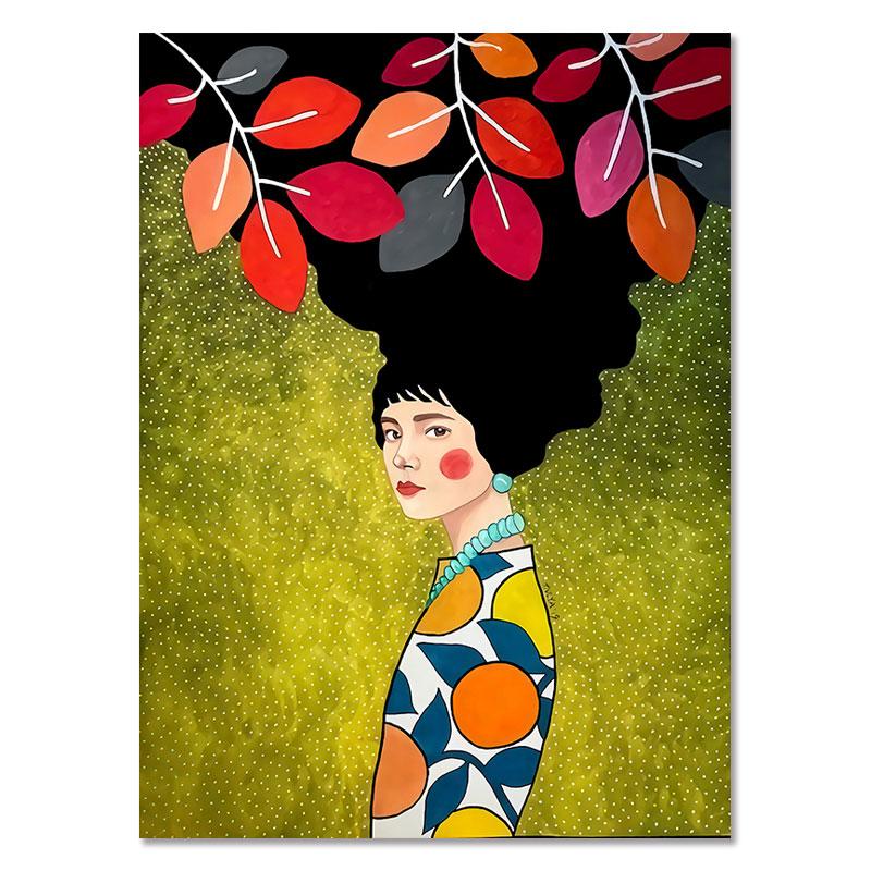 Современные женщины красочные цветы волосы девушки стены книги по искусству холст картины плакат на скандинавскую тему винтажные настенные панно для гостиной
