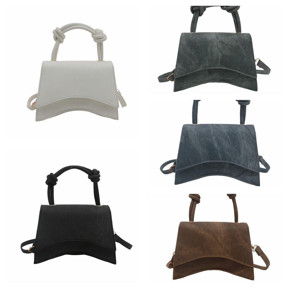Single Shoulder Smudging Square Bag Purse Square Simple Crossbody Bag Solid Color Large Capacity PU Leather Handbag Streetwear