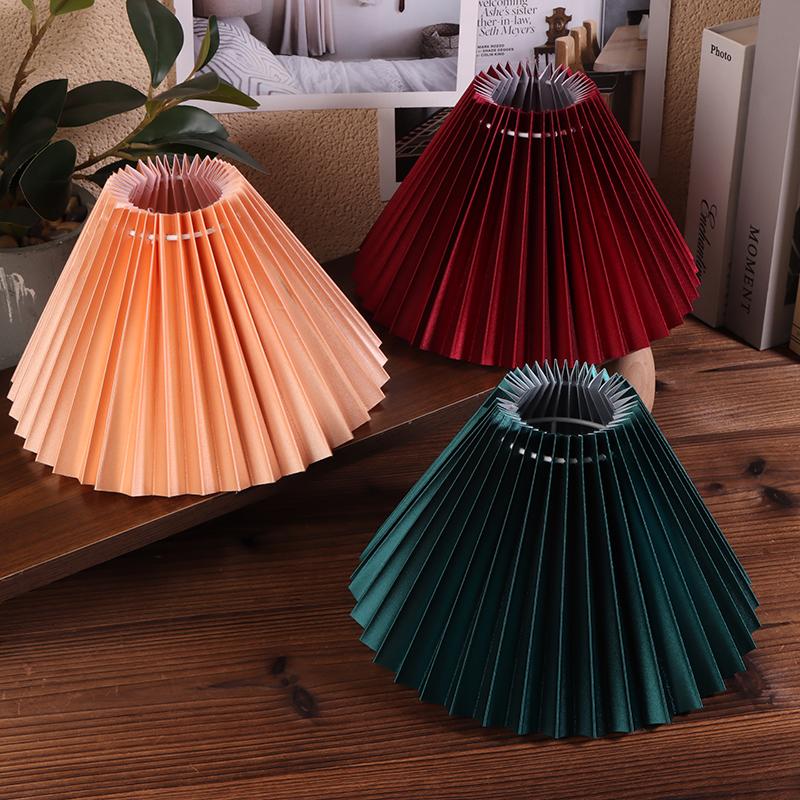 1Pc Ceiling Decor Fabric Pleated Lampshade Modern Washable Table Lamp Cover Diy Retro Chandelier Cloth Cover Living Dining Room