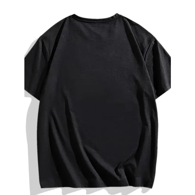 Европейские размеры Популярные Мягкие, Дышащие Футболки Для Мужчин - Круглый Вырез, Обычная Посадка - Удобная Футболка С Коротким Рукавом И Графическим Принтом