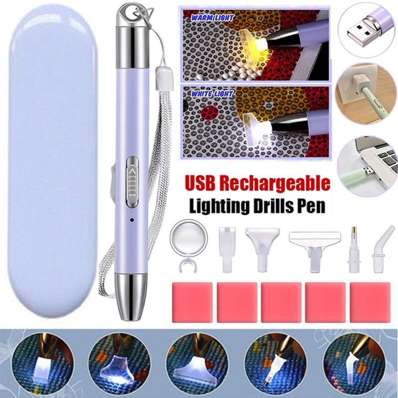 USB аккумуляторная дрель с подсветкой для 5D алмазной живописи DIY инструменты дрель-ручка аксессуары для алмазной вышивки