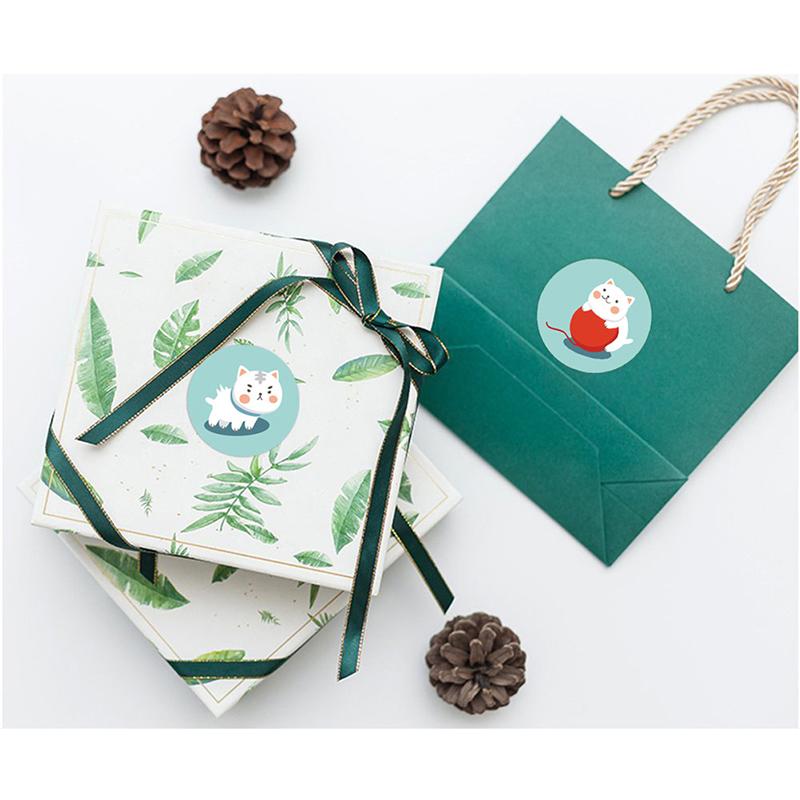 500шт милый кот спасибо наклейки круглые мультяшные животные клейкая печать этикетки