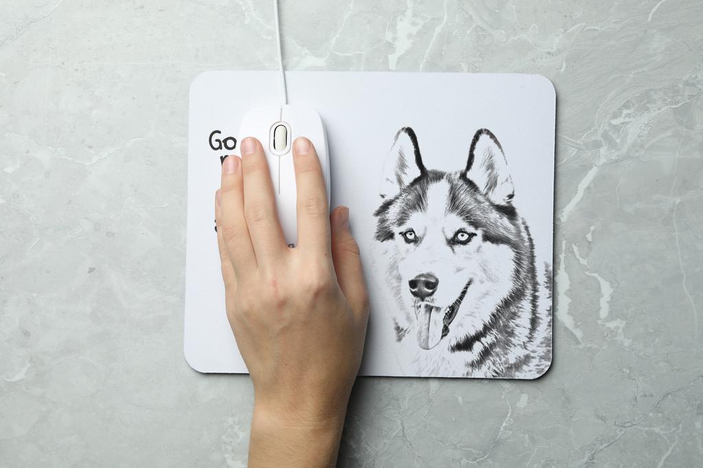 Siberian Husky, Chukcha - mouse pad with print, personalized dog-themed mouse pad, unique gadget for an office worker by Art-Dog brand