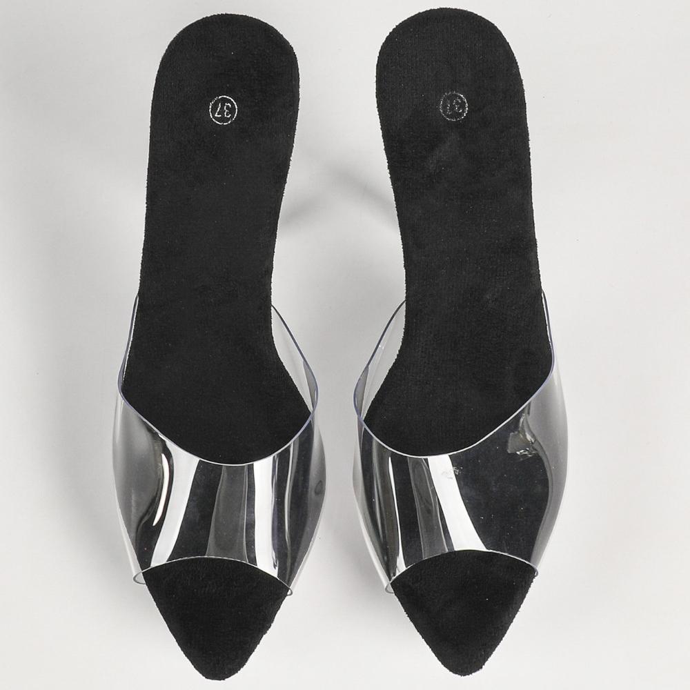 12CMSquare Toe Crystal Slippers, Transparent Chunky Heel Non-slip Slides, 2026 Sexy Wedding Car Model Nightclub ShoesLDF-19876-7