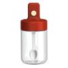 Huiyu Salt Container, Sugar Container, Spice Bottle, Seasoning Container, Sugar Bowl, Automatic Telescoping Spoon, 260ml, Red