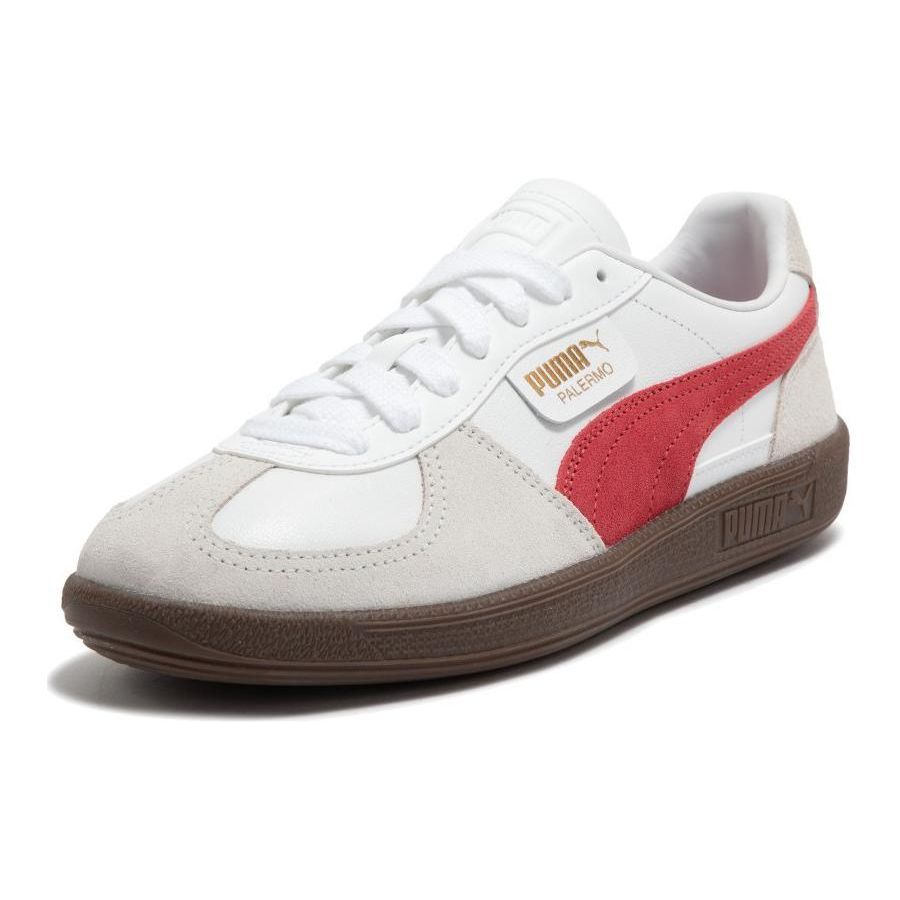 Puma Palermo Leather White Club Red Unisex Sneakers Vapor-Grey 396464-05