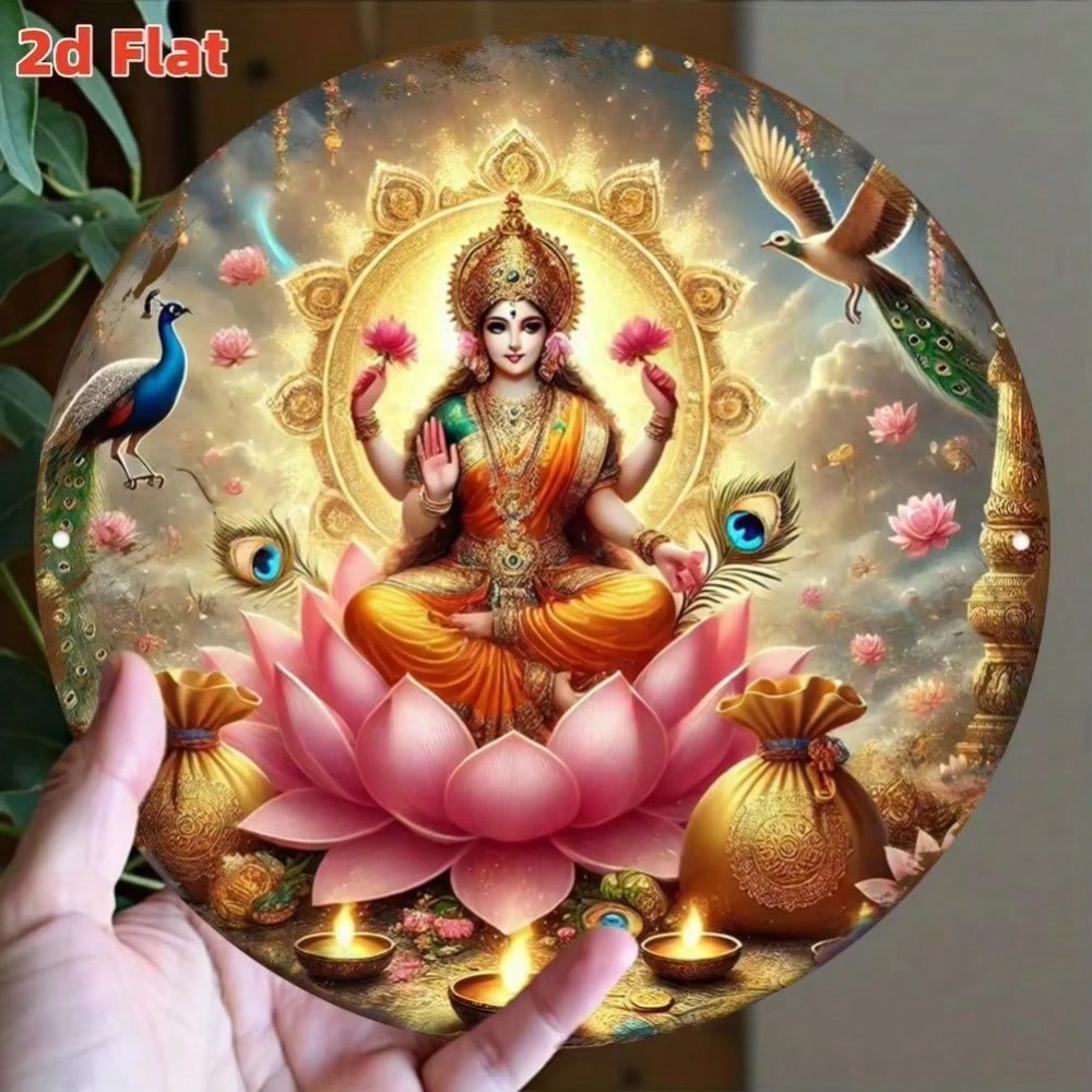 Лакшми Богиня Металлическое Настенное Искусство Индуистский Декор Лотос Павлин Храм Домашний Декор