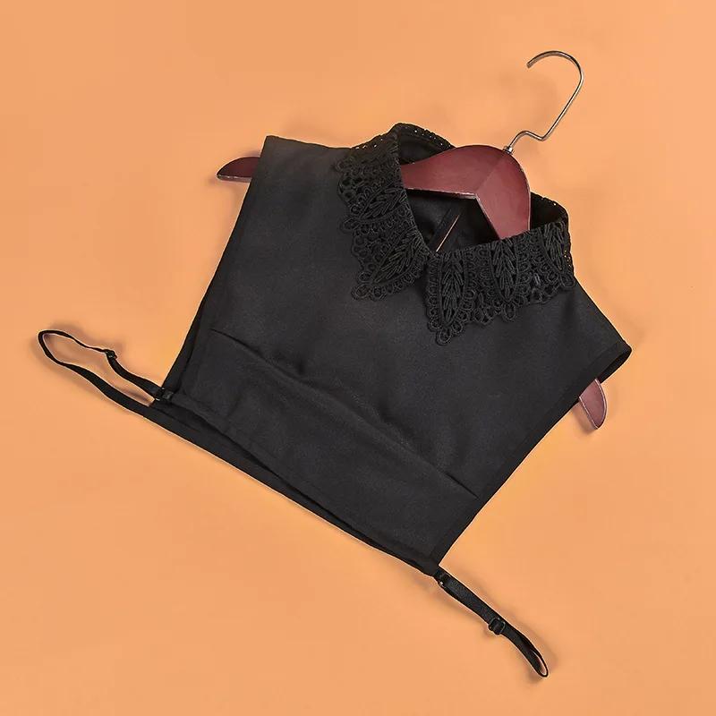 Elegant Women Hollow Out Floral Lace Fake Collar White Ladies Detachable Lapel Half Shirt Blouse Tops Female False Collars