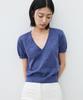 SUARE WOMEN Linen Fade V-Neck Half Knit Navy