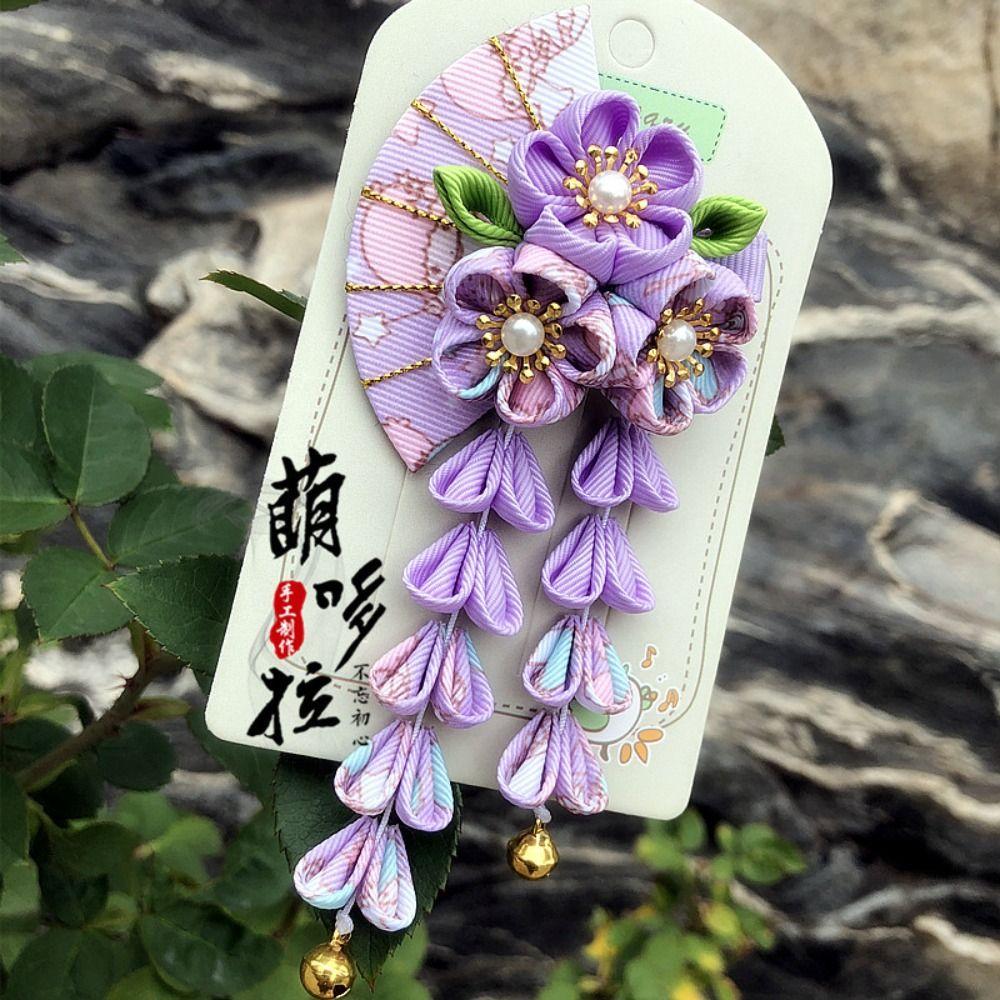 Японский стиль, японское кимоно, головной убор, заколка с цветочной кисточкой, милые аксессуары для волос