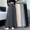 Fashionable High Waist Pure Color Wide Leg A-Line Pants Skirt for Autumn/Winter with Slimming Effect