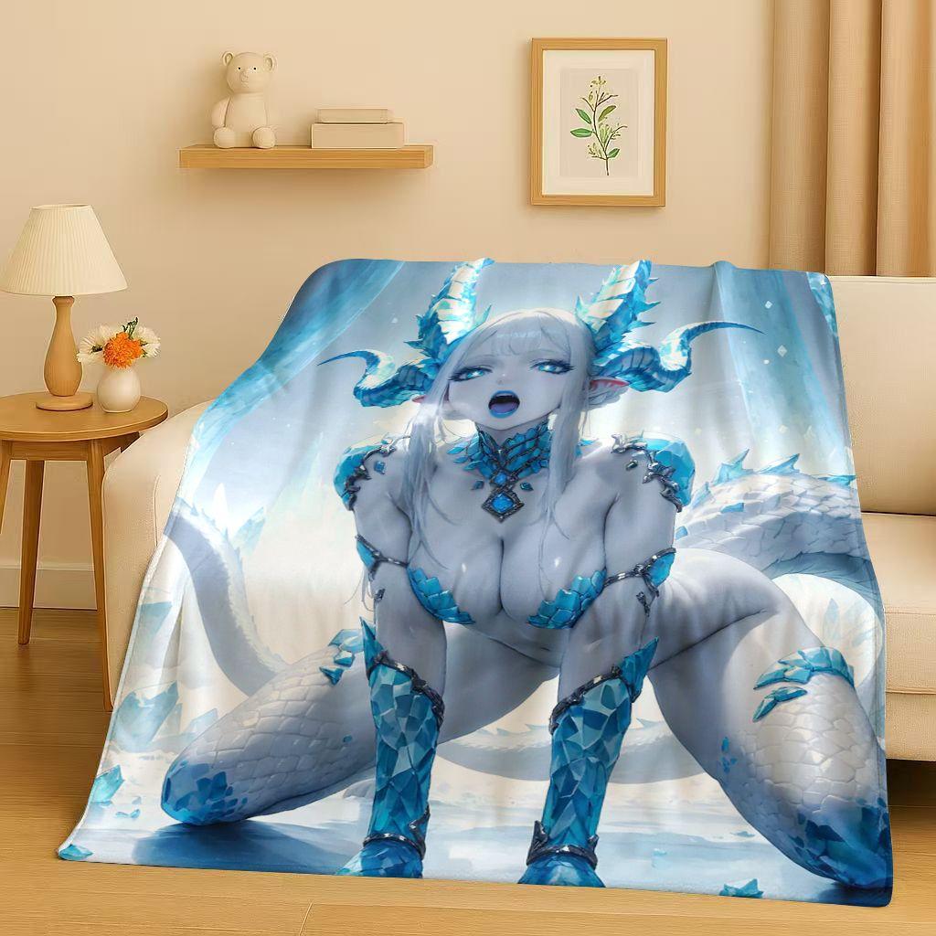 26 Style Gothic Dark Sexy Girls Cartoon Anime Characters Flannel Blanket,Soft Plush Throw for Home Bedroom Bed Sofa Cover Trave