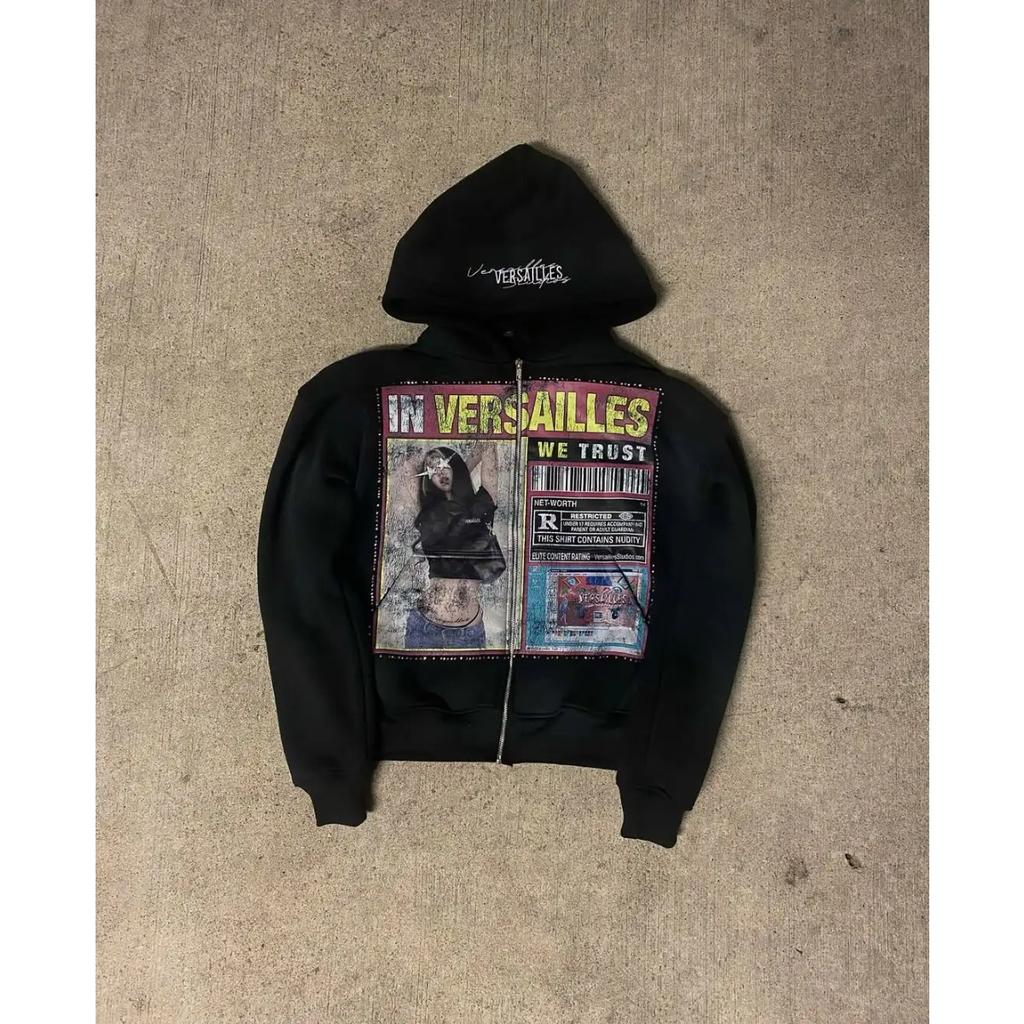 Retro Fashion Printed Pattern Hoodie Y2k Gothic Street Clothing Men and Women Loose Casual Sportswear K Pop Clothes