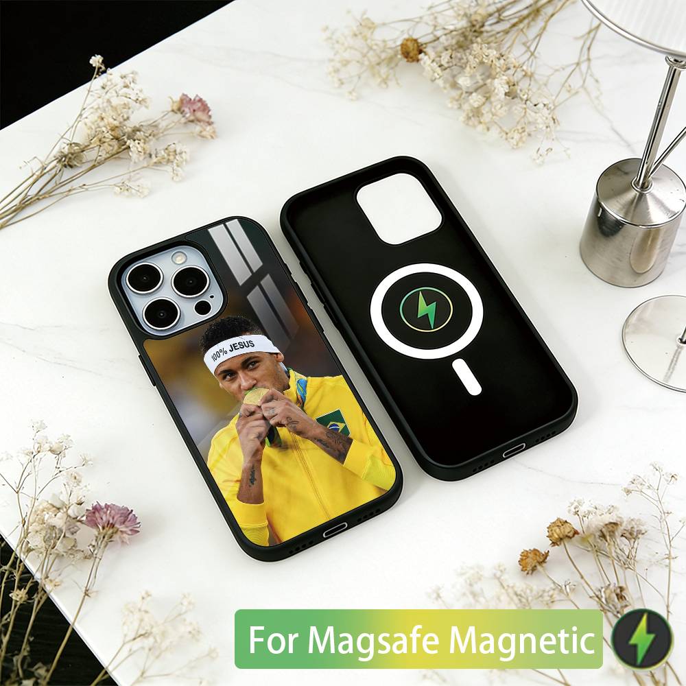 Футбольная звезда 10 Неймар Чехол для телефона для iPhone 17, 16, 15, 14, 13, 12, 11 Plus, Pro Магнитный с беспроводной зарядкой Magsafe